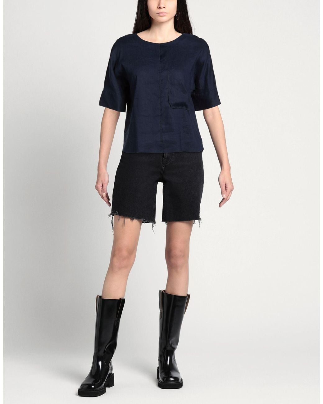 ALESSIA SANTI Blue Midnight Top Linen, Viscose, Elastane