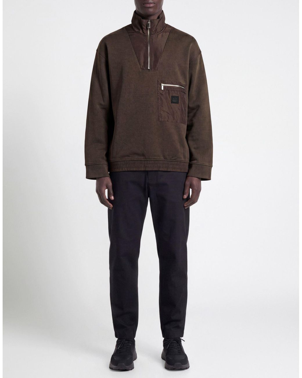 ARMANI EXCHANGE Brown Khaki Sweatshirt Cotton, Polyester, Elastane for men