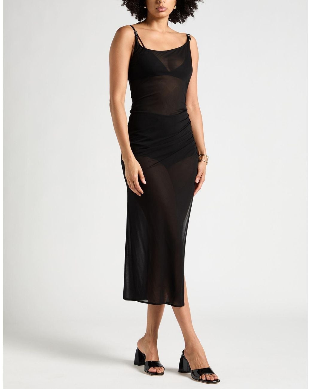Mugler Black Maxi Dress Viscose