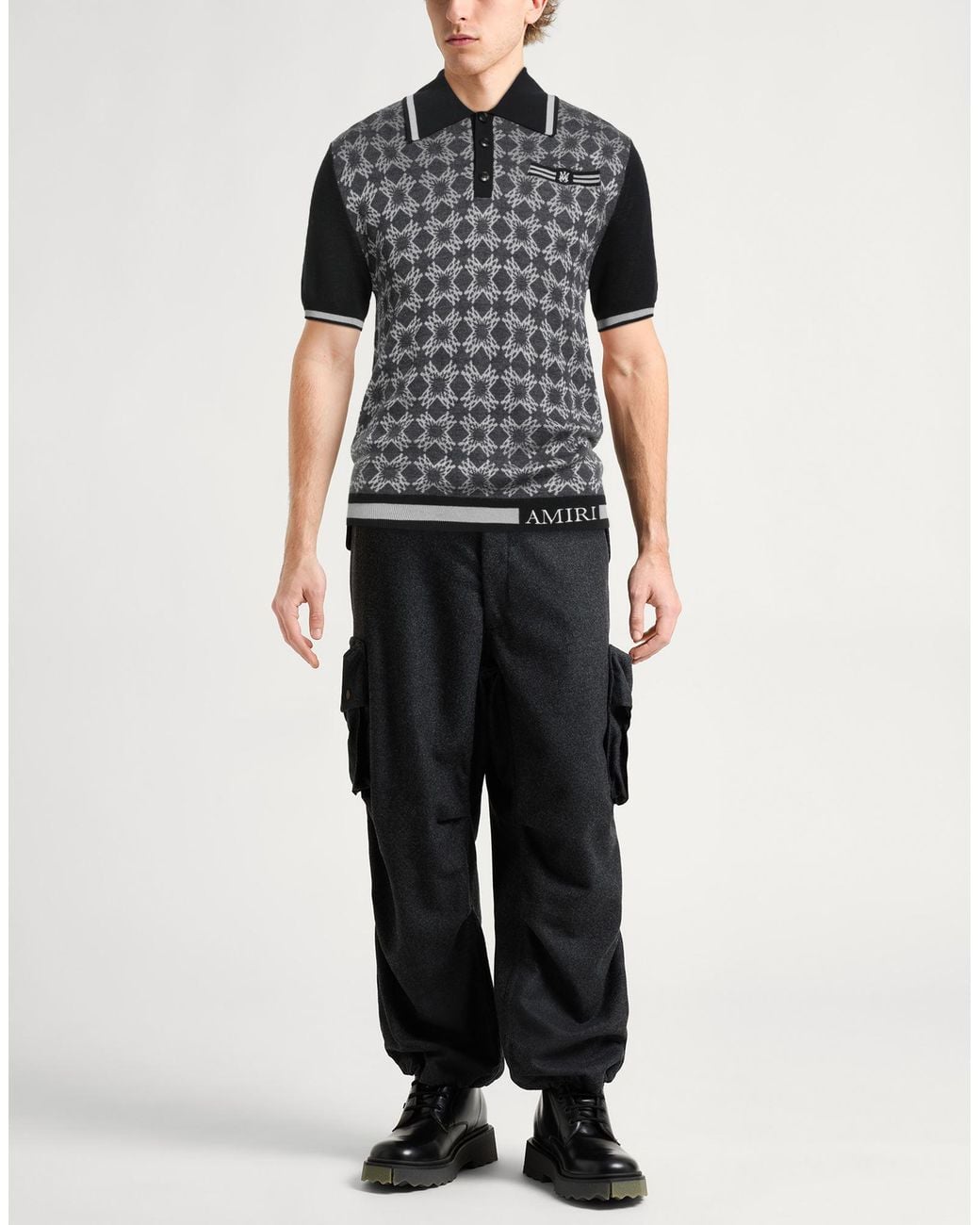 Amiri Black Polo Shirt Wool, Viscose for men