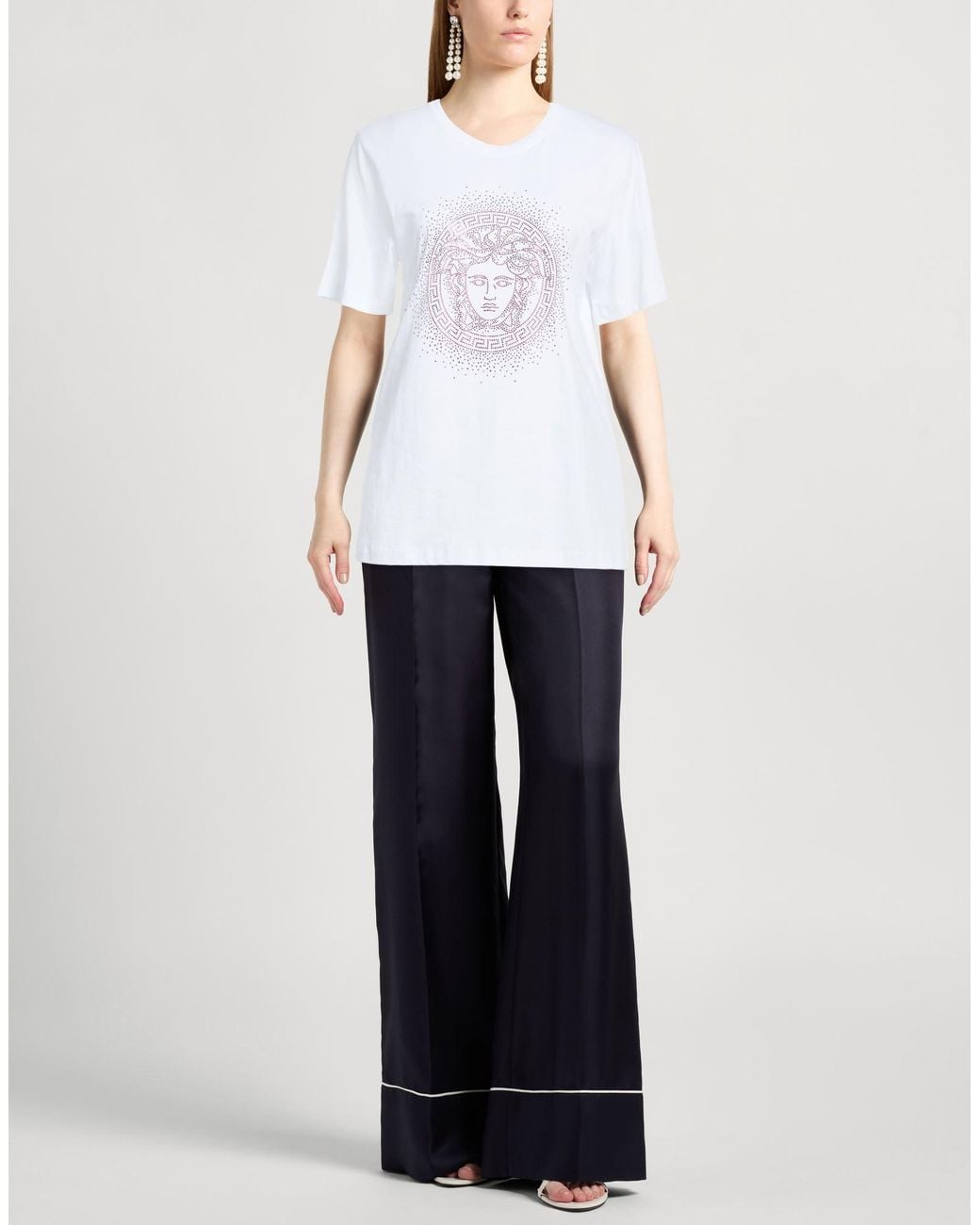 Versace White T-Shirt Cotton, Glass, Aluminum