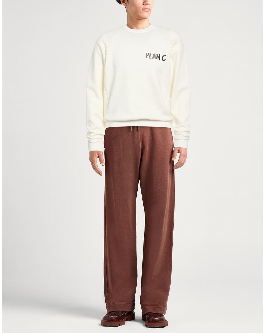 Plan C White Cream Sweatshirt Cotton, Polyester, Elastane for men