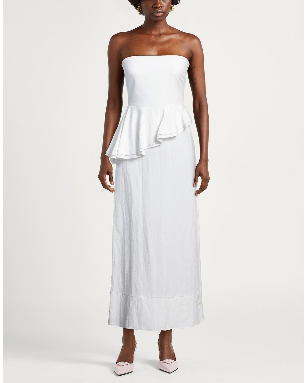 Kaos White Maxi Dress Viscose, Linen