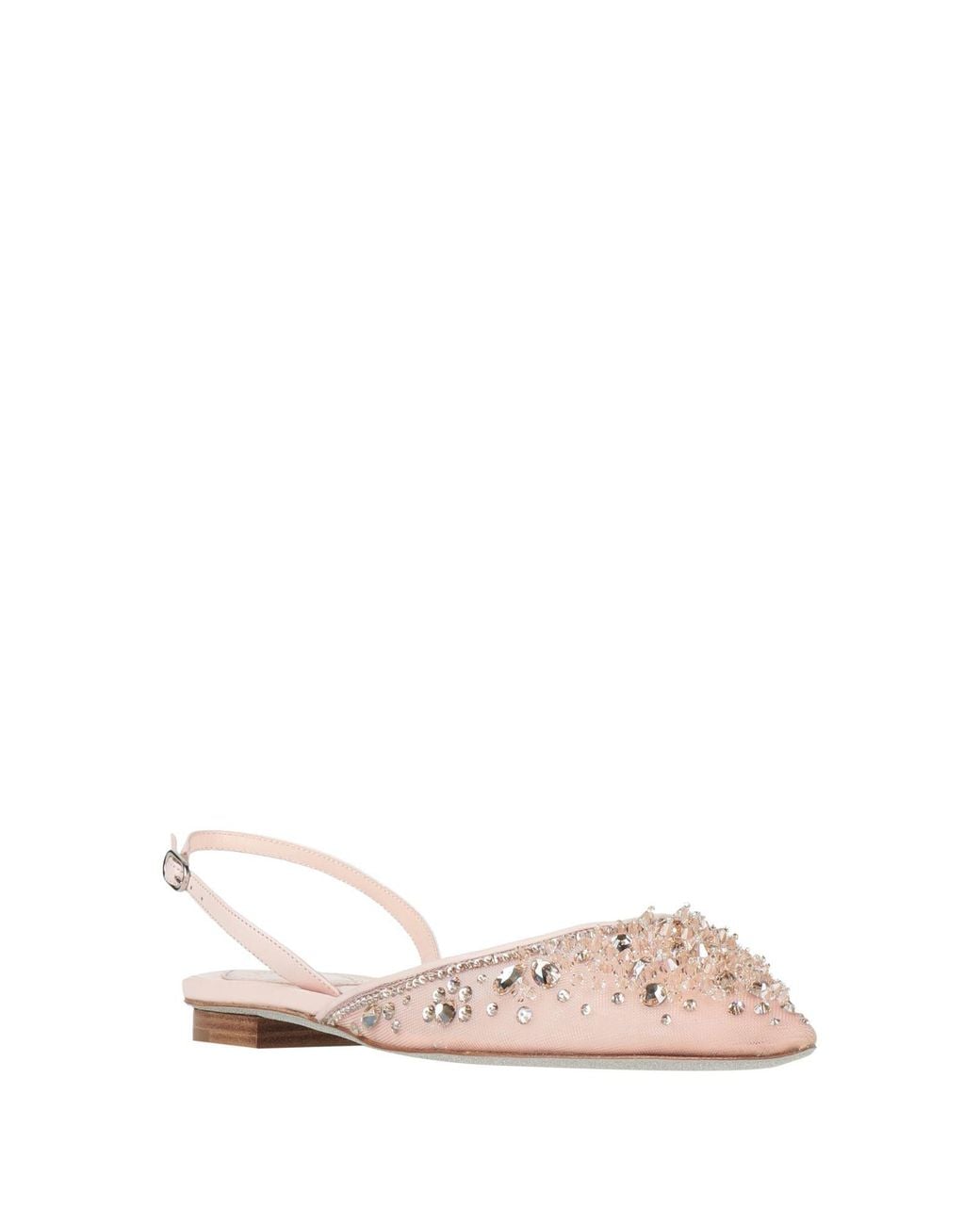 Rene Caovilla Natural Light Ballet Flats Textile Fibers, Lambskin