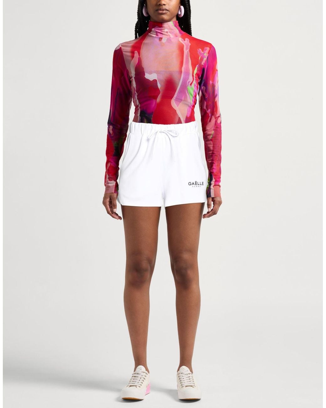 Gaelle Paris White Shorts & Bermuda Shorts Polyester, Modal, Elastane