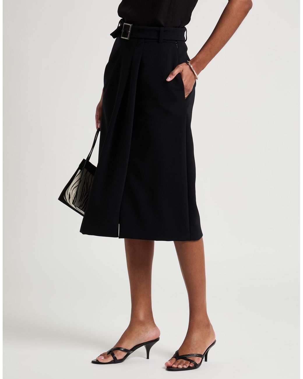 Alberta Ferretti Black Midi Skirt Polyester, Polyurethane
