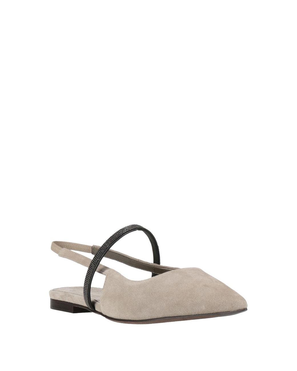 Brunello Cucinelli White Ballet Flats Leather, Brass