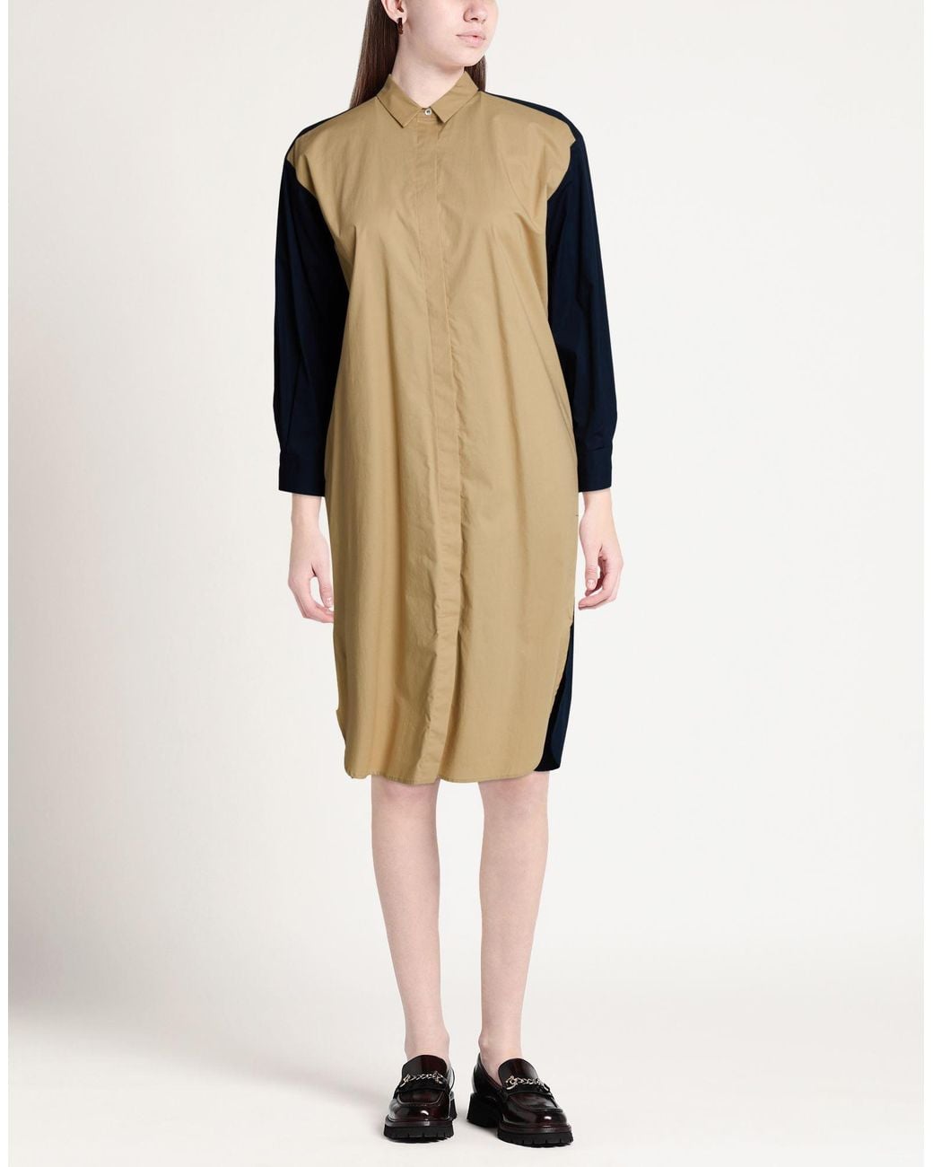 ROSSO35 Natural Midi Dress Cotton, Elastane