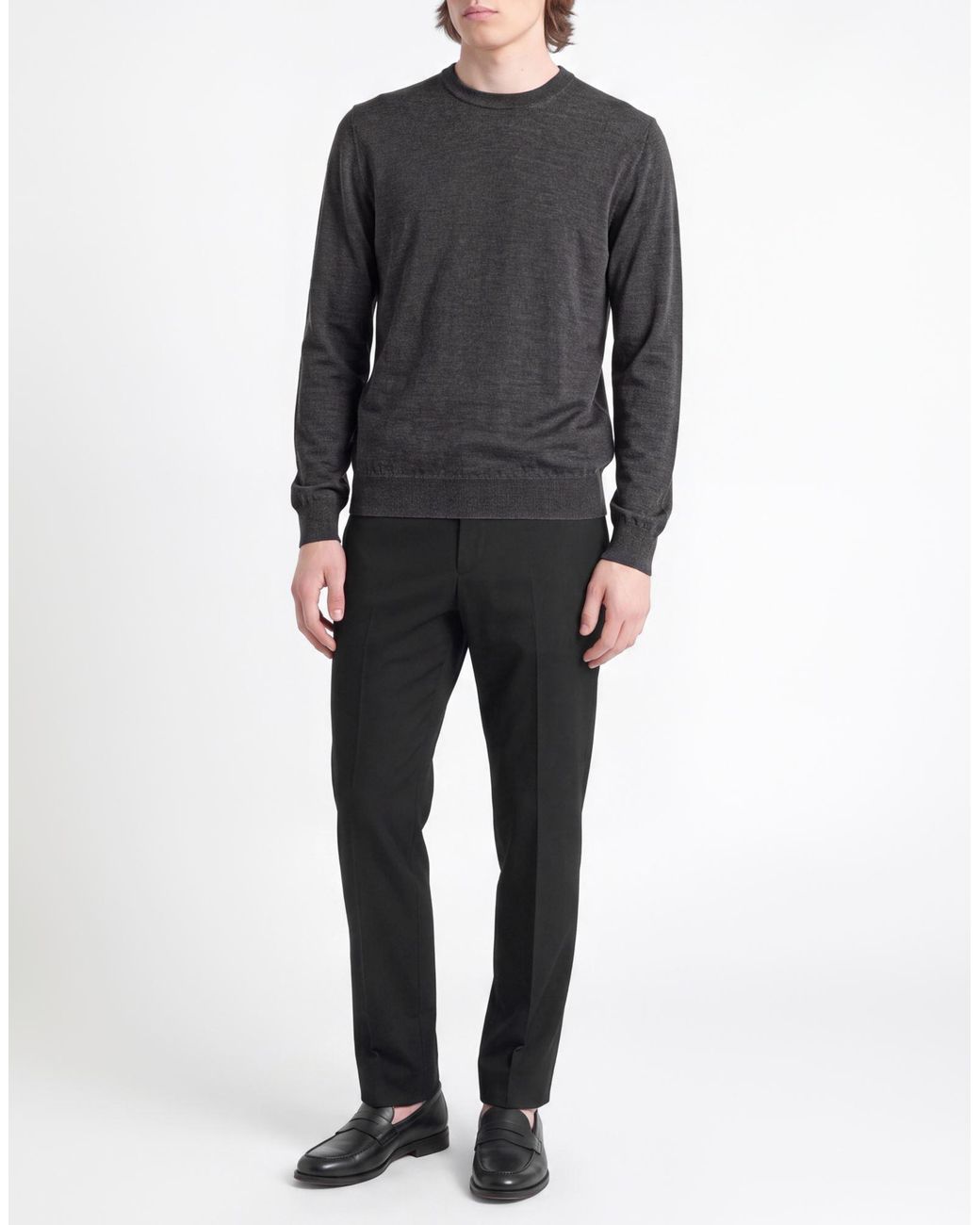 Alpha Studio Gray The Fine Essentials Charcoal Sweater Cashmere for men