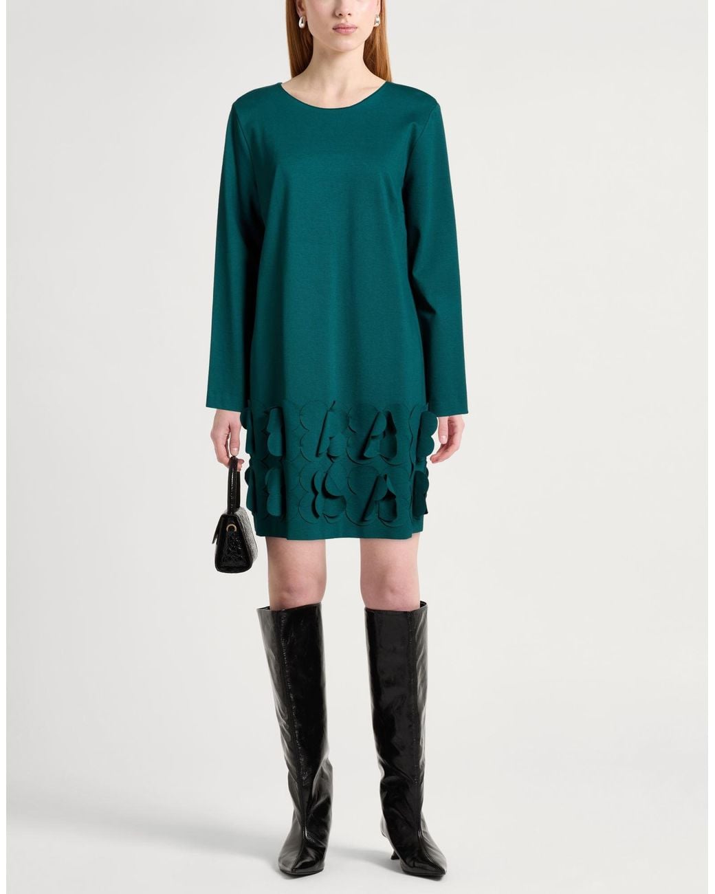 MEIMEIJ Green Mini Dress Viscose, Polyacrylic, Elastane