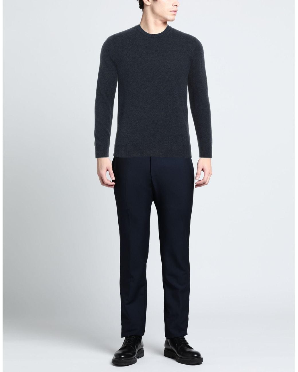 Alpha Studio Blue Mélange Wool Crewneck Sweater for men