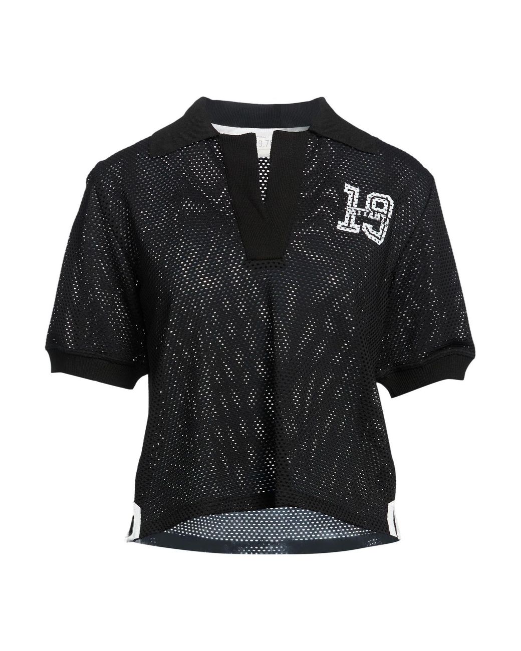 19.70 Nineteen Seventy Black Polo Shirt Polyamide, Viscose, Elastane
