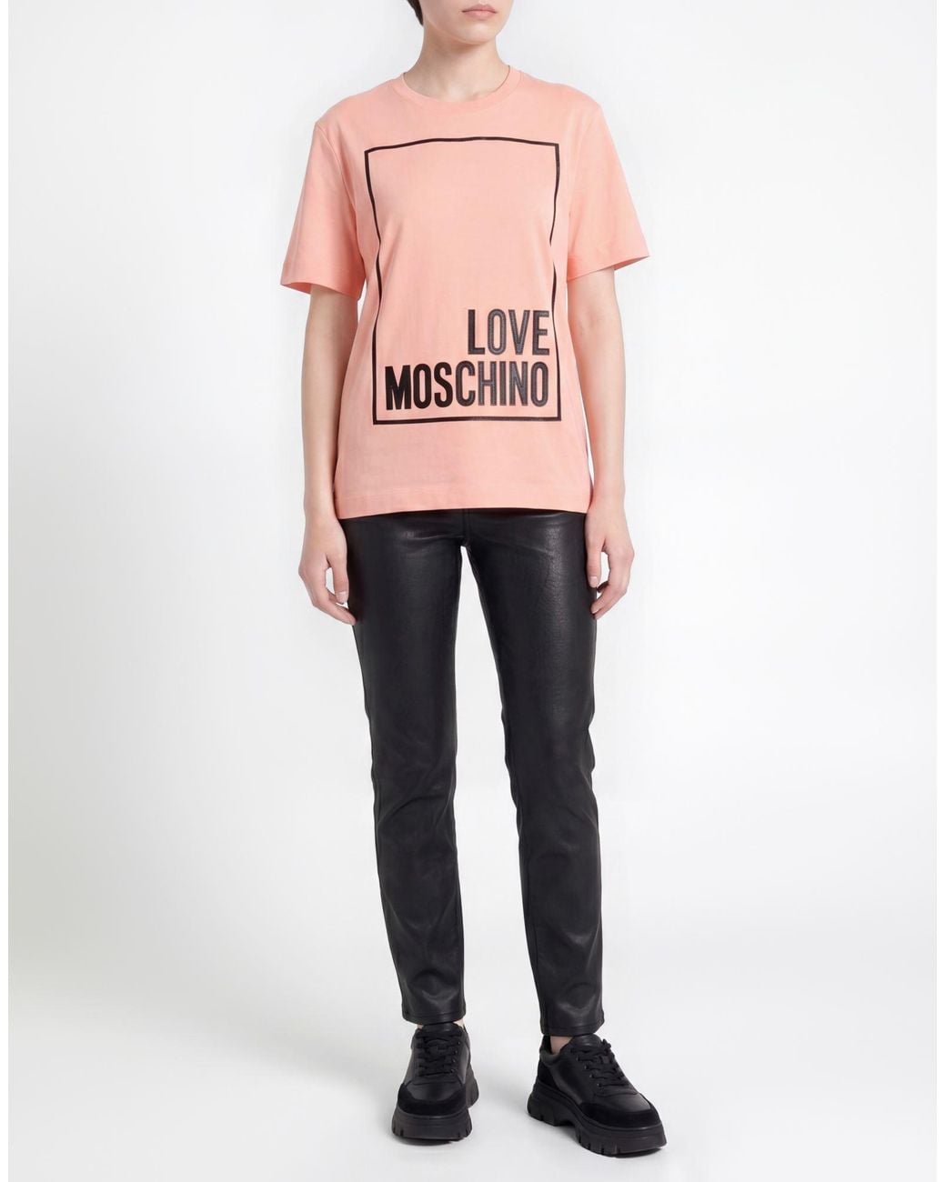 Love Moschino Pink T-Shirt Cotton, Elastane