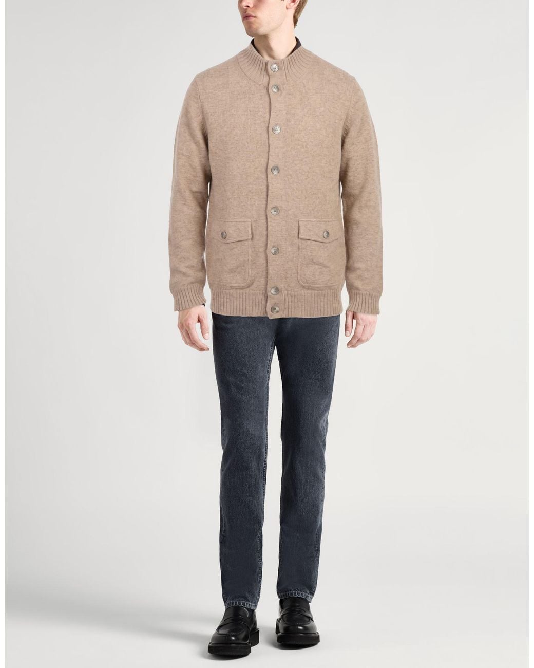 Barba Napoli Natural Sand Cardigan Cashmere for men