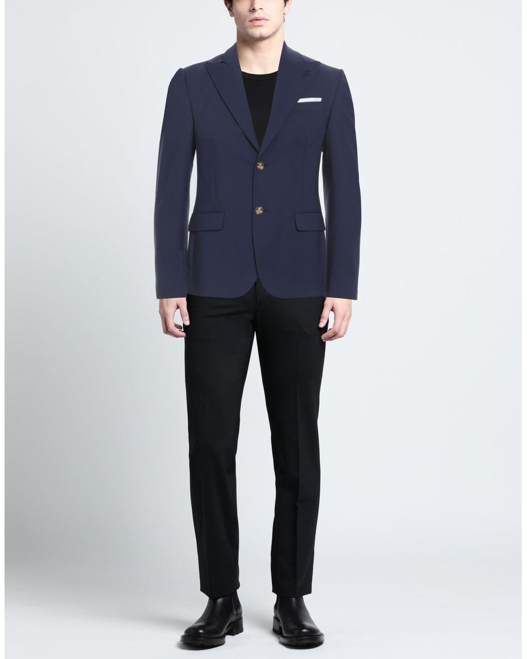 Daniele Alessandrini Blue Blazer Wool, Elastane for men