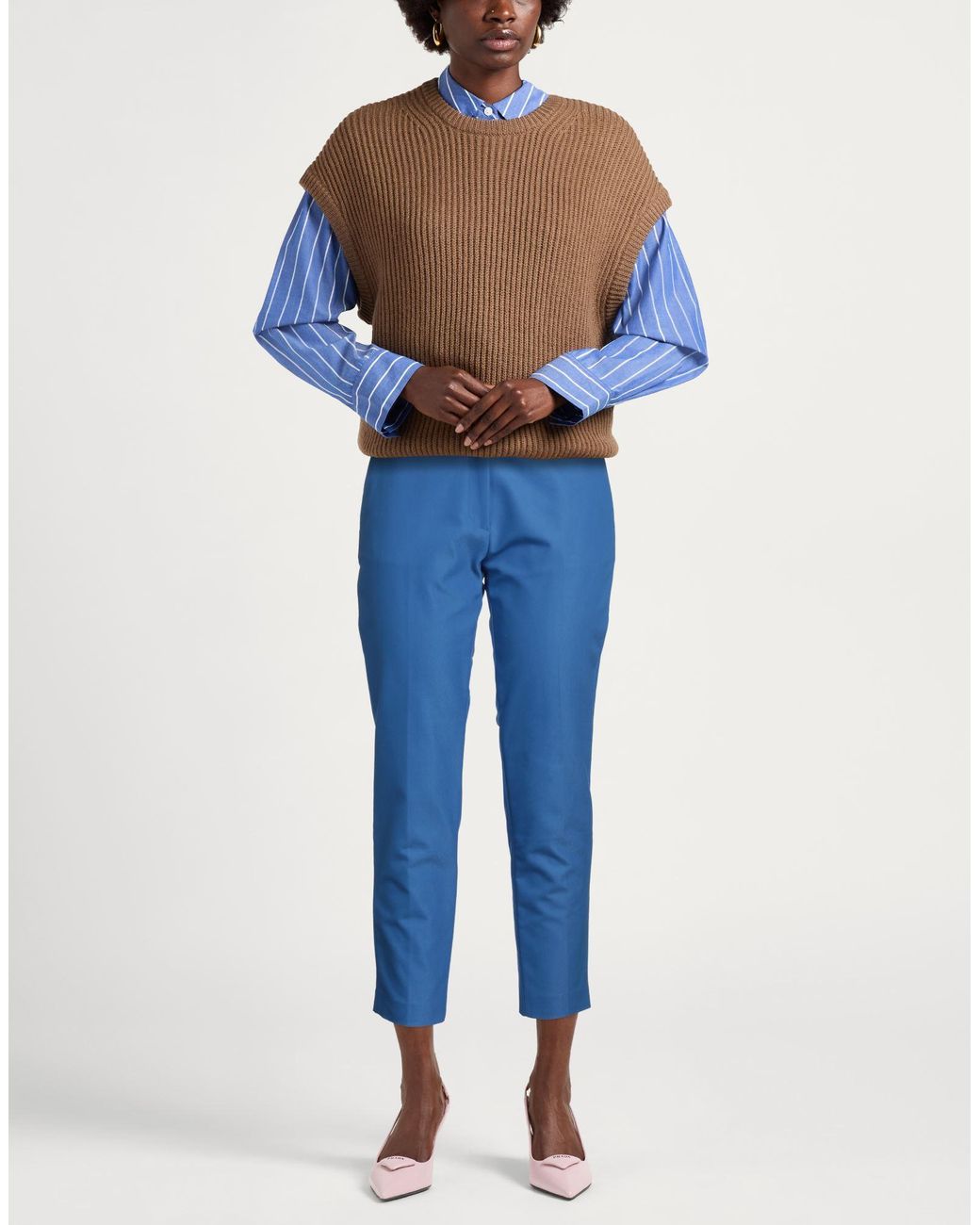 Maliparmi Blue Pants Cotton, Polyamide, Elastane