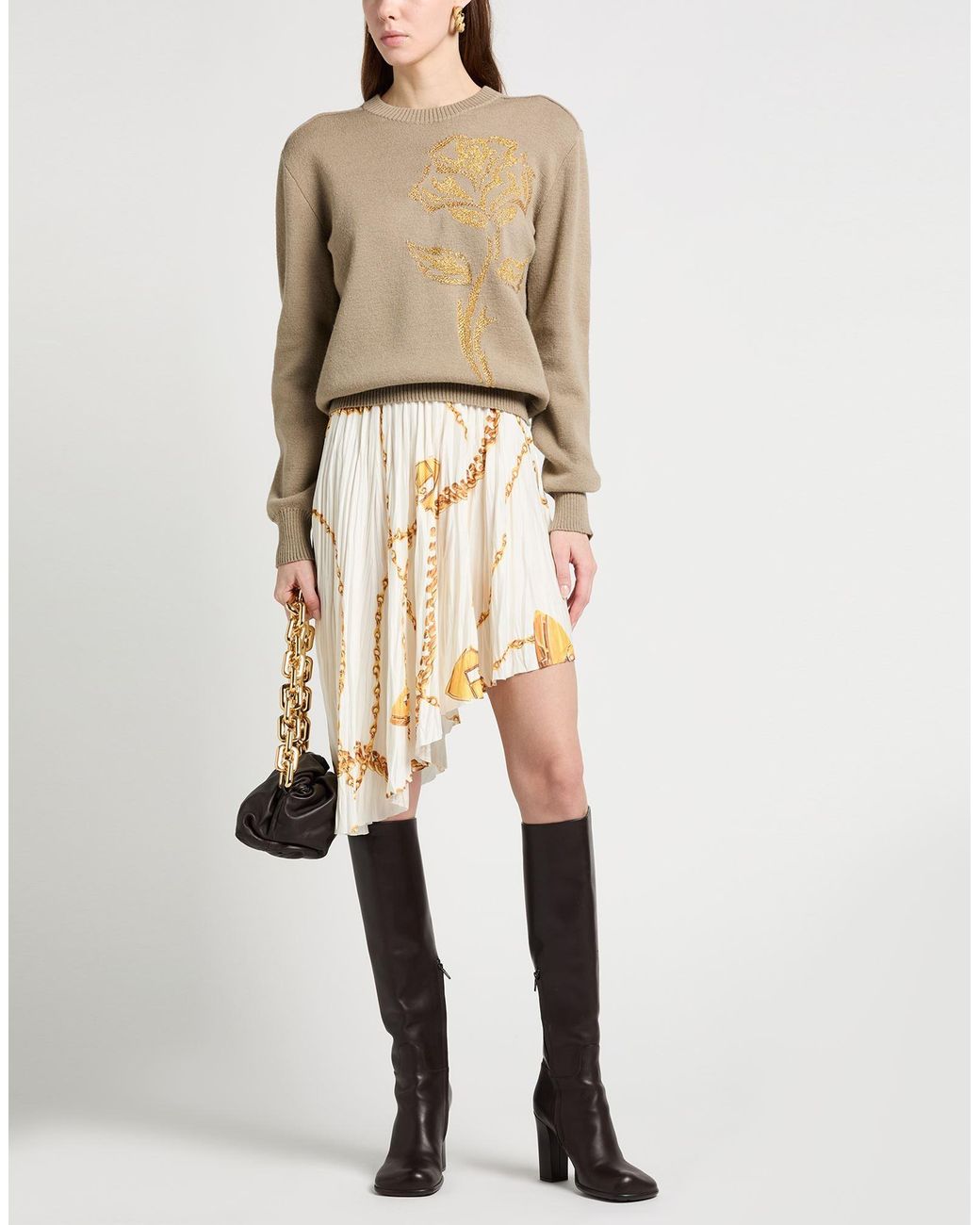 Burberry White Midi Skirt Polyester