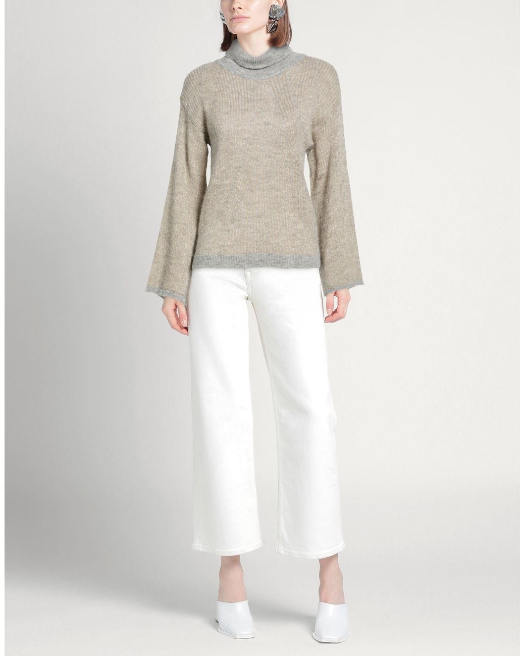 SIMONA CORSELLINI White Turtleneck Alpaca Wool, Polyamide, Viscose, Metal