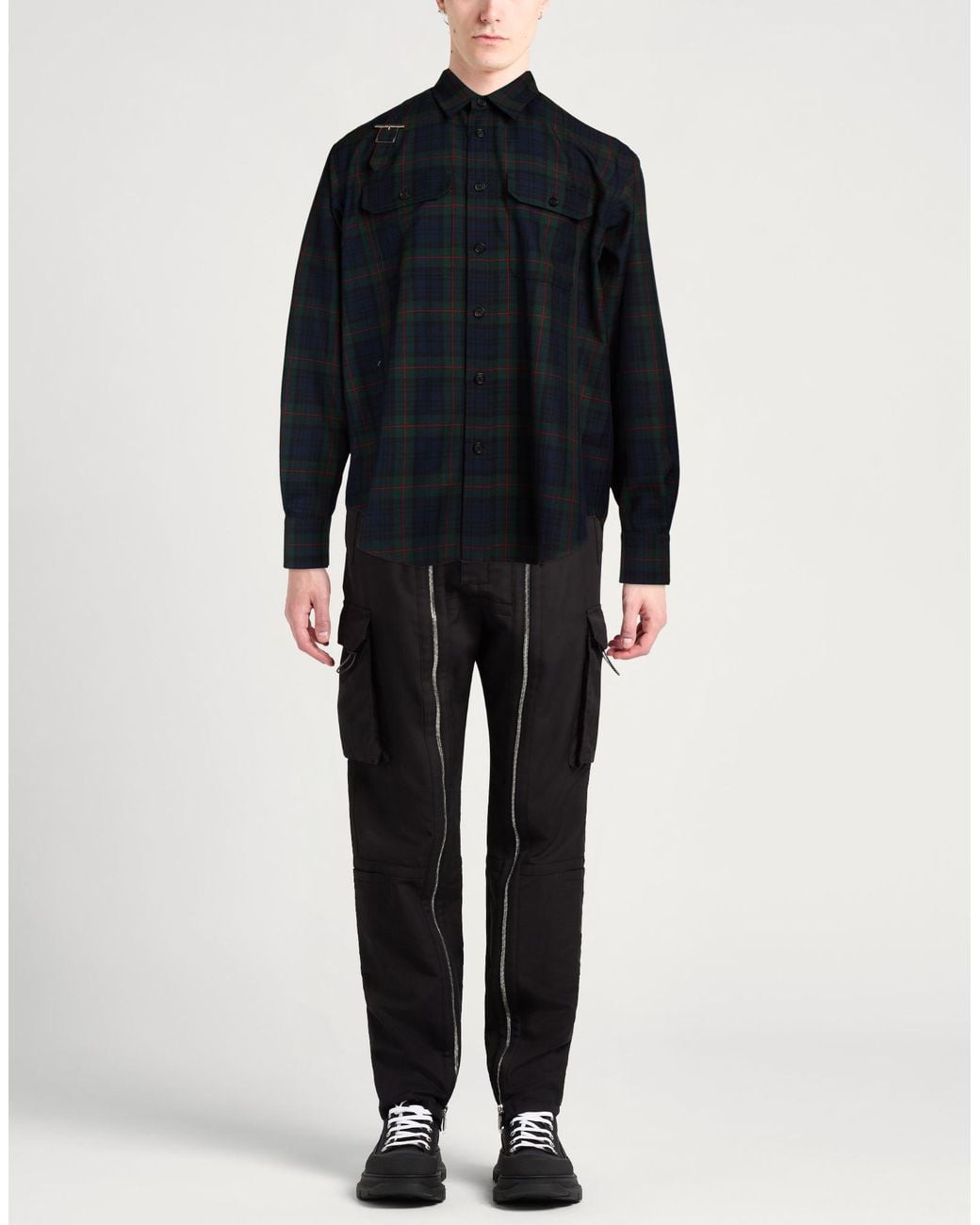 McQueen Blue Dark Shirt Polyester, Wool for men