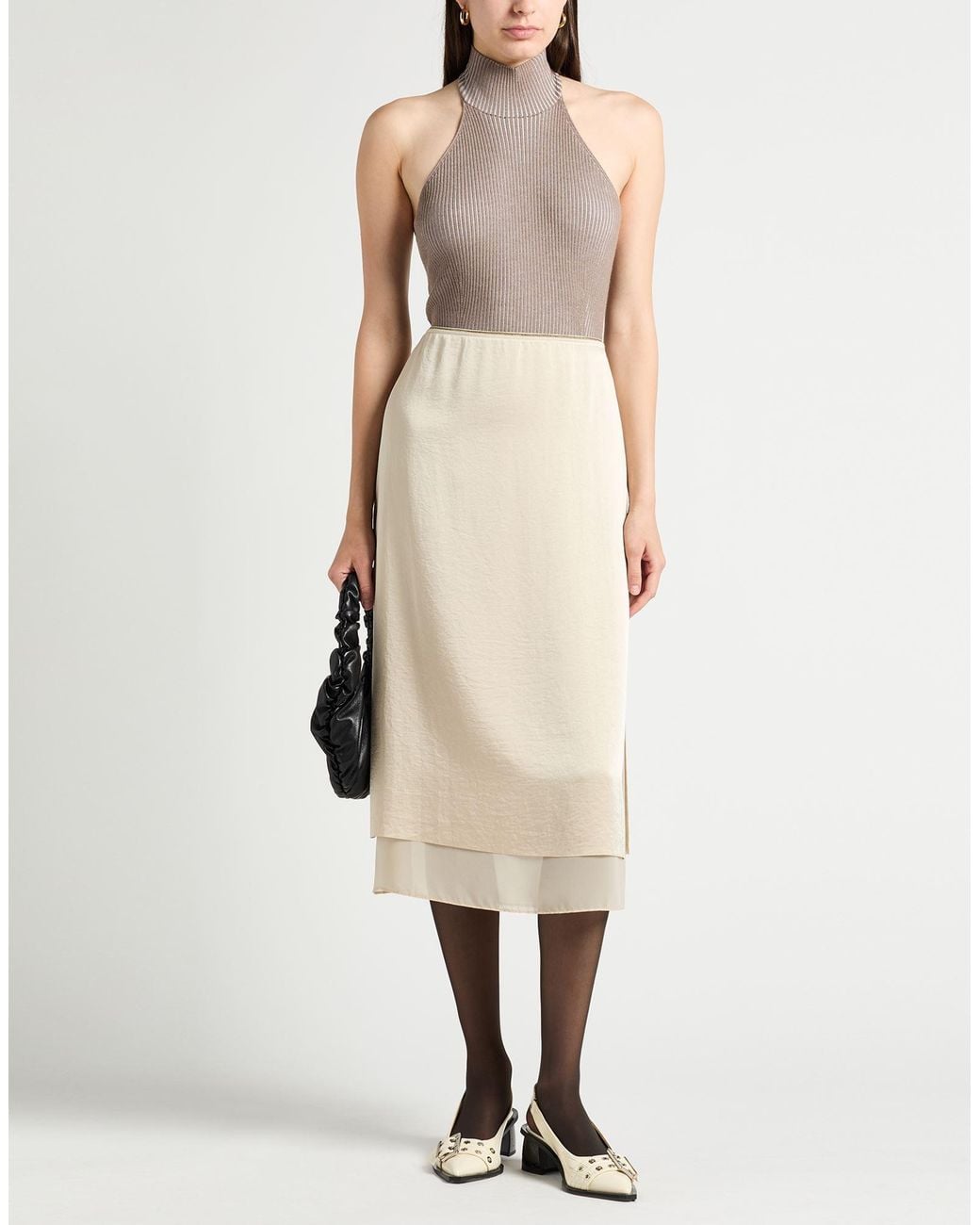 Vince Natural Midi Skirt Polyester