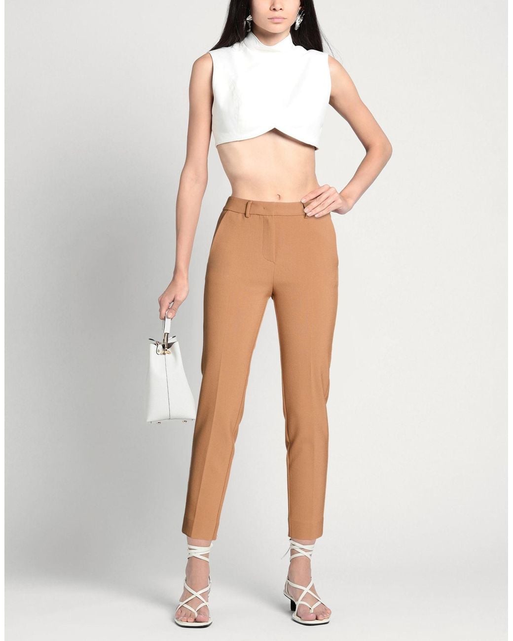 SIMONA CORSELLINI Natural Pants Polyester, Viscose, Cotton, Elastane