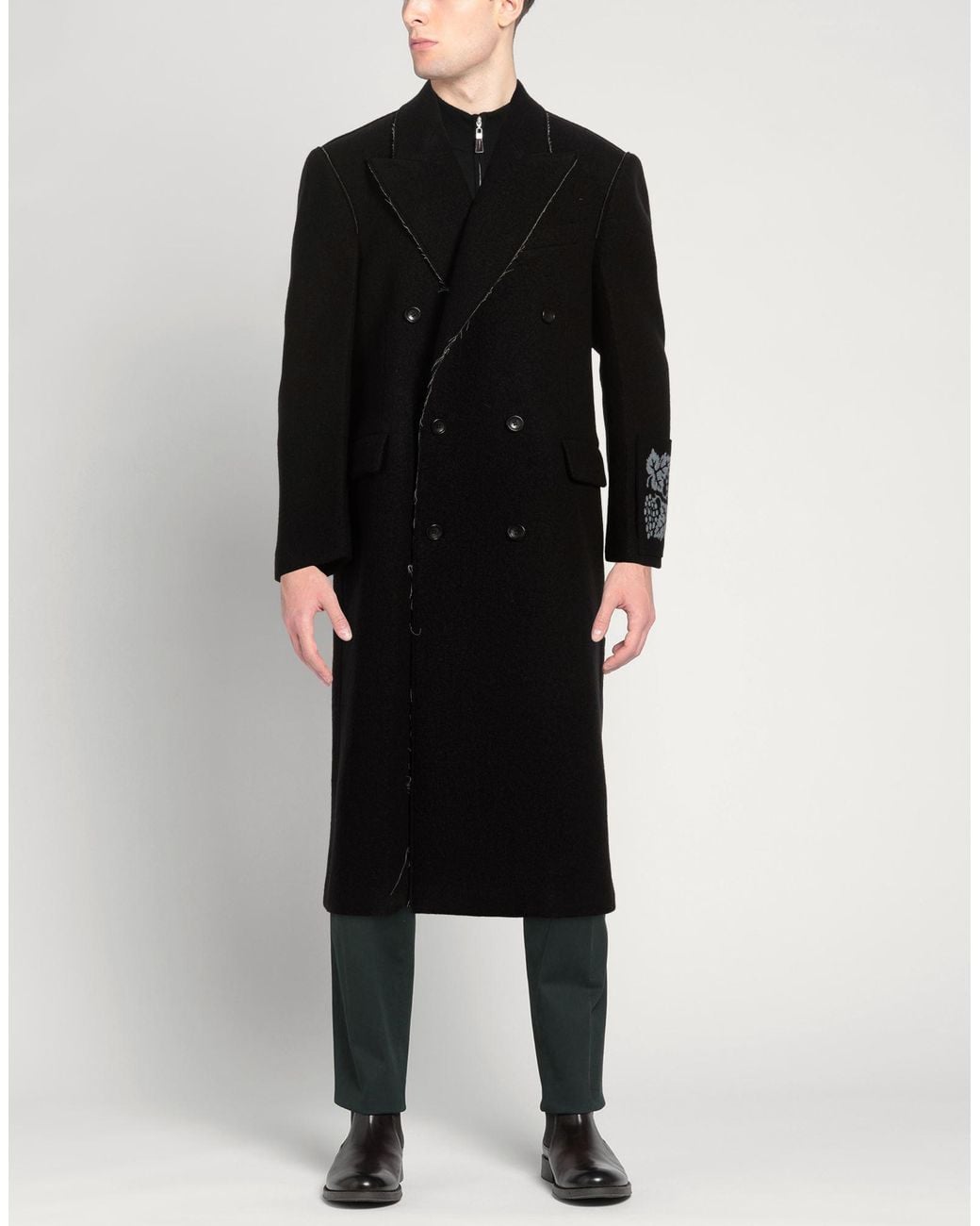 FEDERICO CINA Black Coat Wool for men