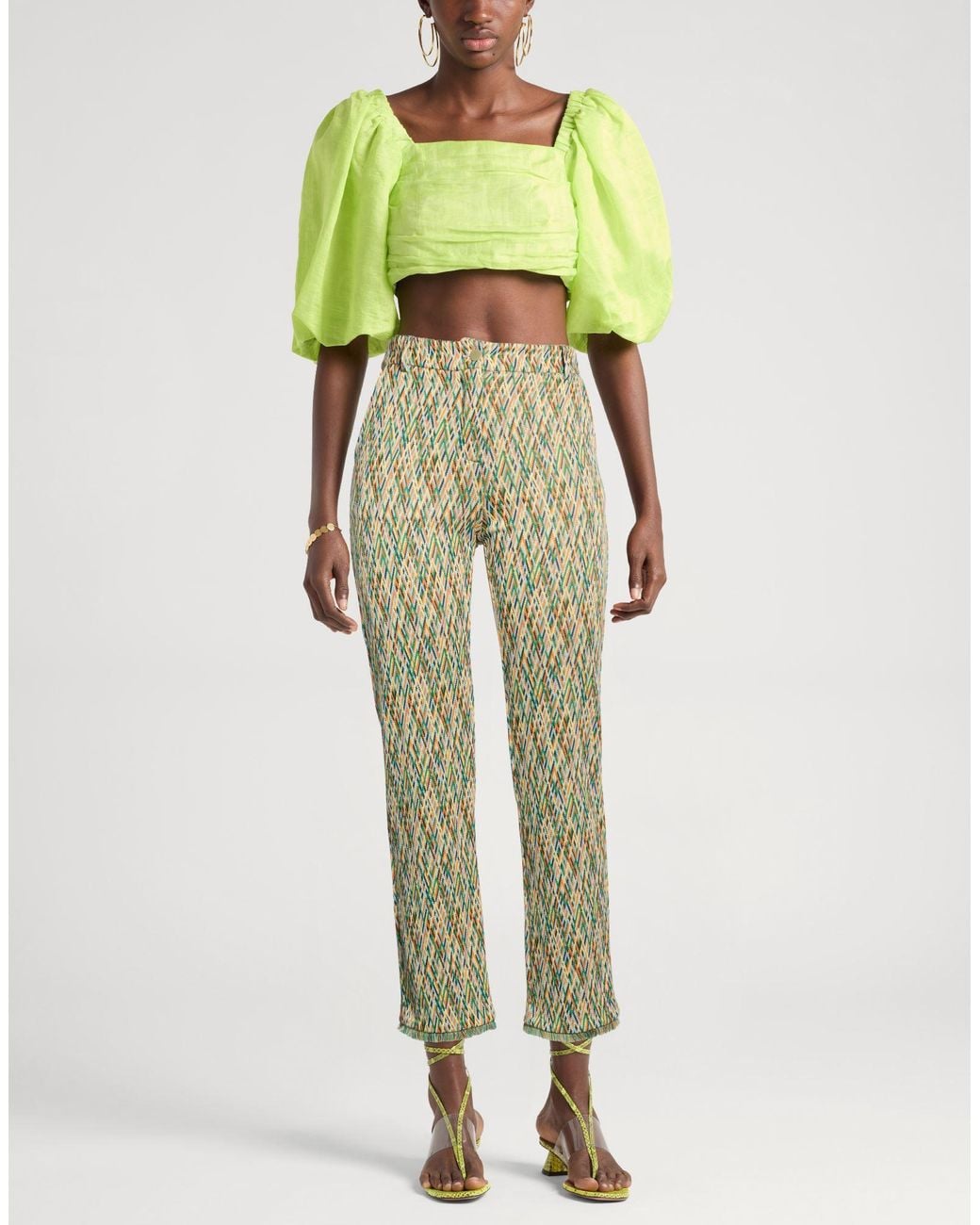 Suoli Green Pants Viscose, Polyester, Elastane