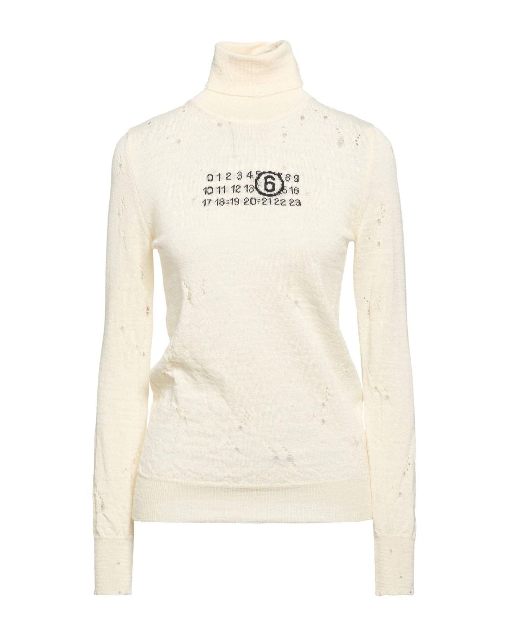 MM6 by Maison Margiela White Cream Turtleneck Virgin Wool