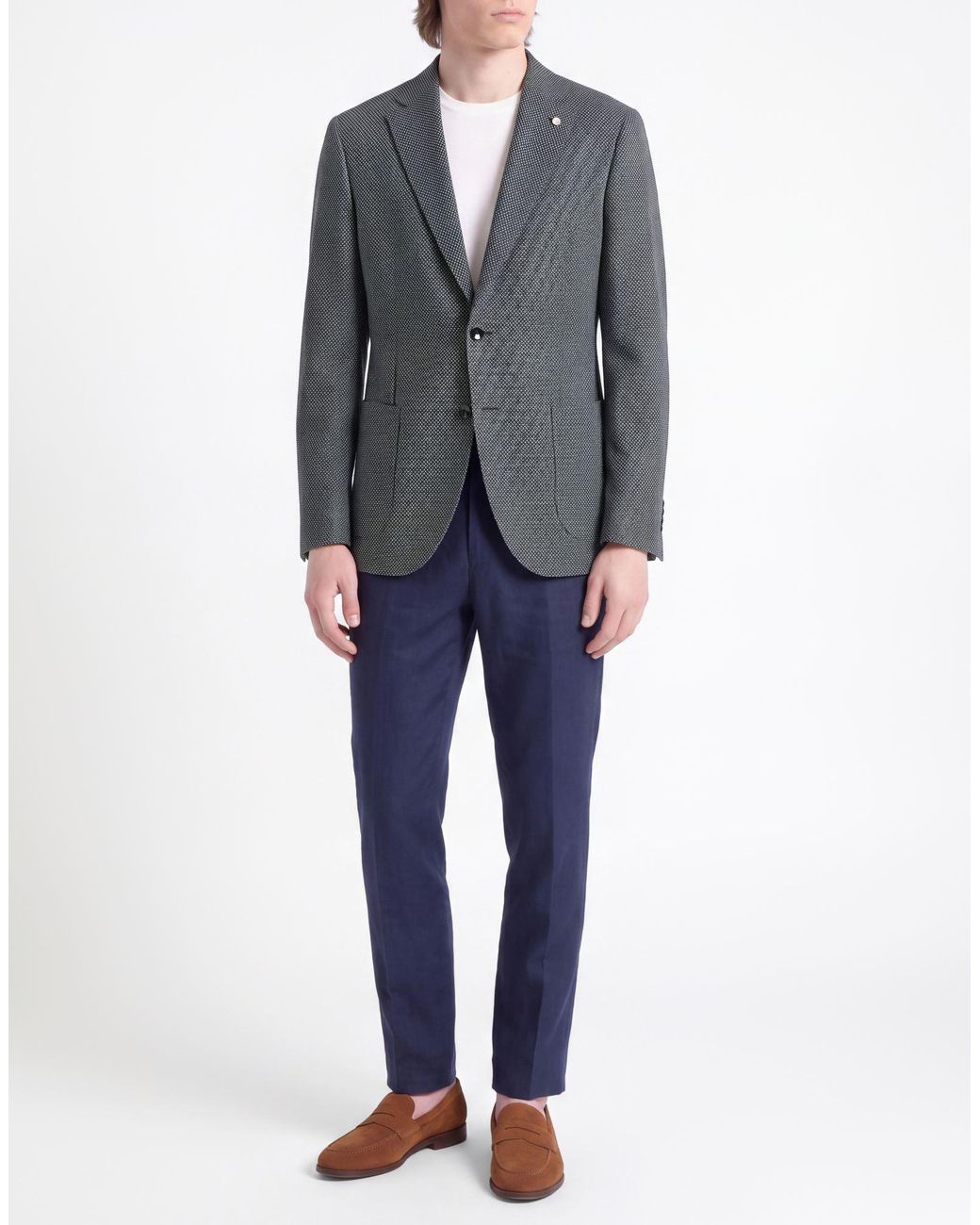 Luigi Bianchi Blue Midnight Blazer Cotton, Linen, Nylon for men
