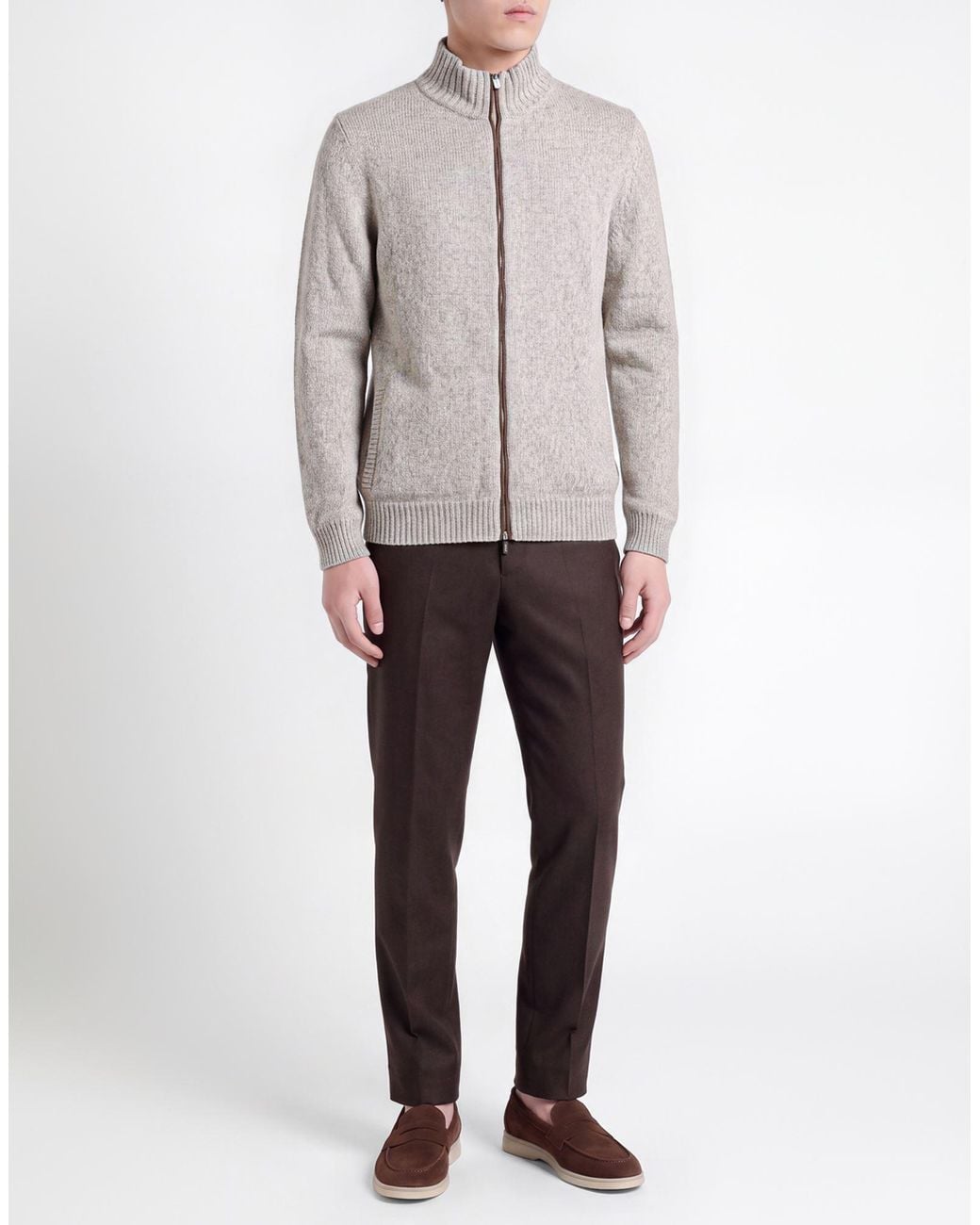 Fedeli Gray Light Cardigan Cashmere for men