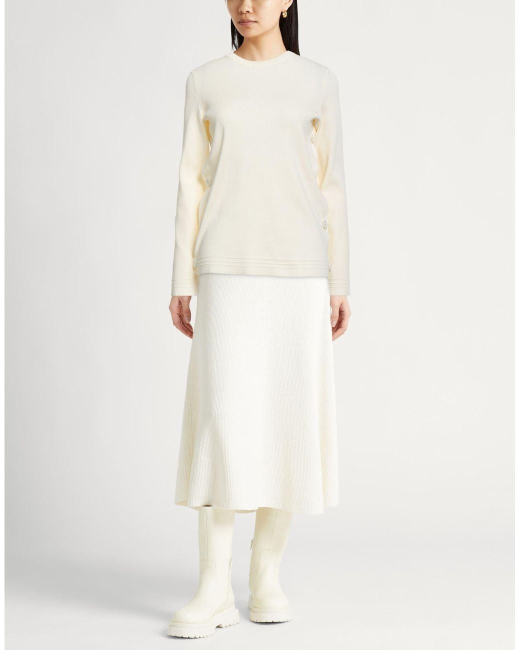 Jil Sander White Ivory Sweater Cotton, Polyamide, Elastane