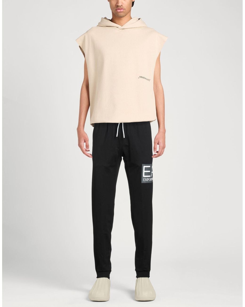 EA7 Black Pants Cotton, Elastane for men