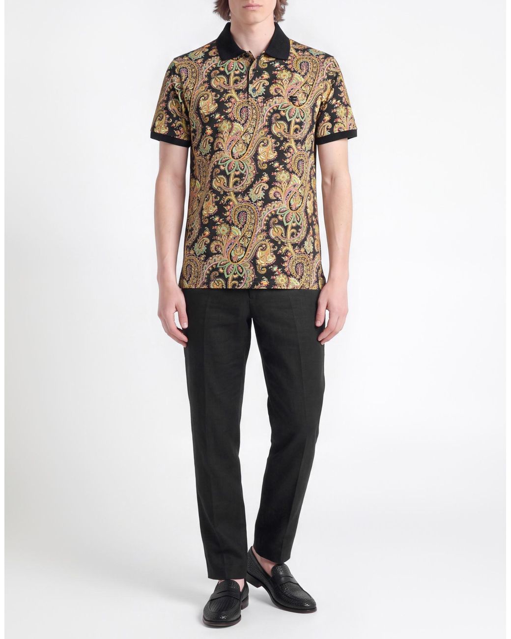 Etro Black Polo Shirt Cotton for men
