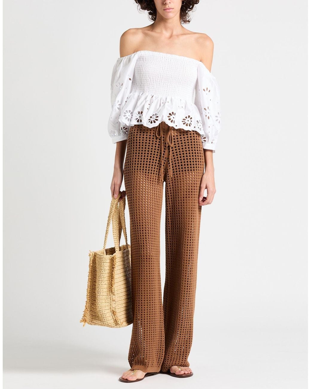 Erika Cavallini Semi Couture Natural Pants Cotton