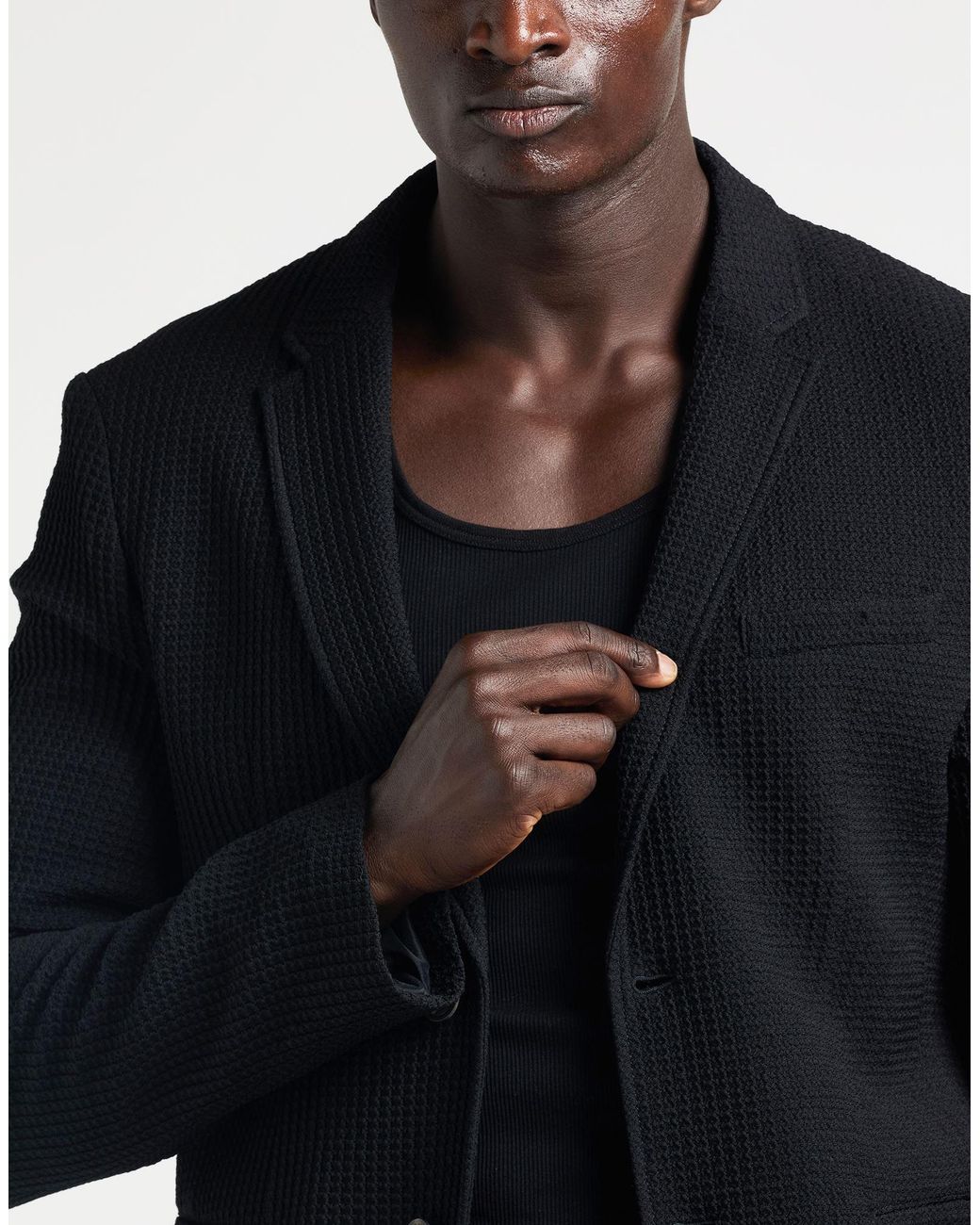 Emporio Armani Black Blazer Virgin Wool, Polyamide, Elastane for men