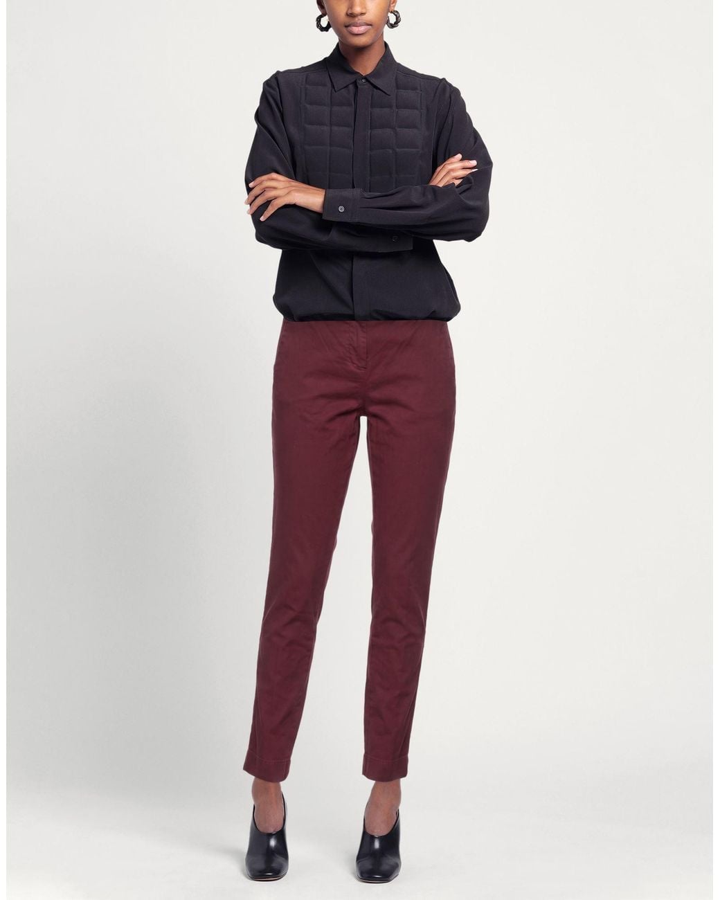 White Wise Purple Pants Cotton