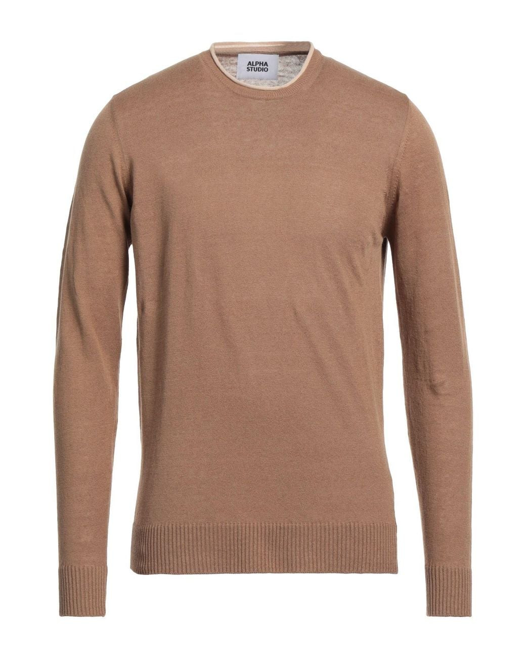 Alpha Studio Brown Sweater Linen, Cotton for men