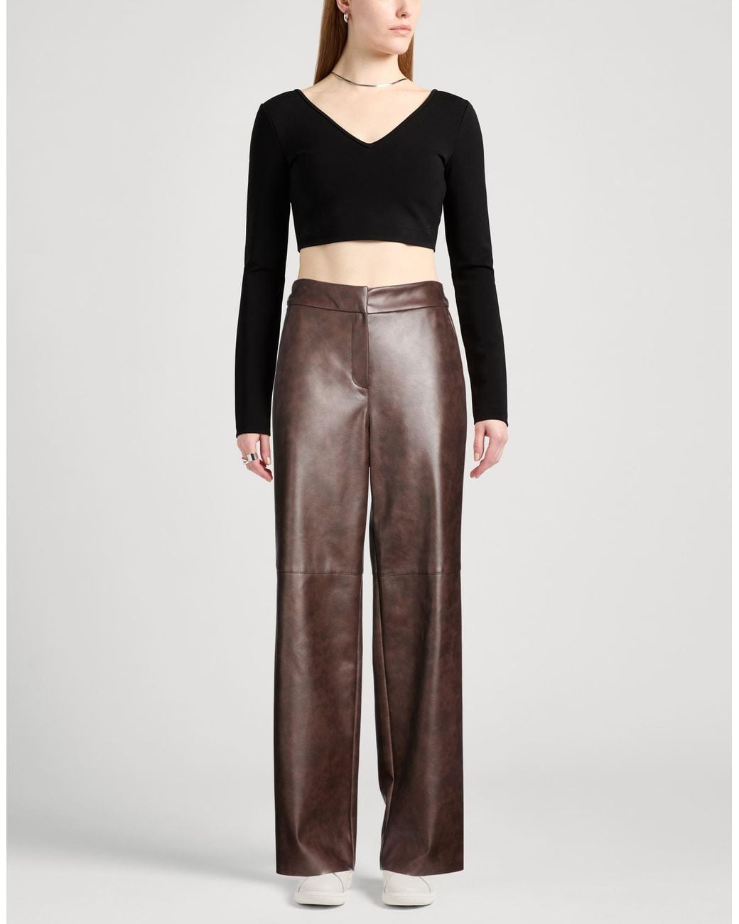 Kaos Brown Pants Polyester, Polyurethane