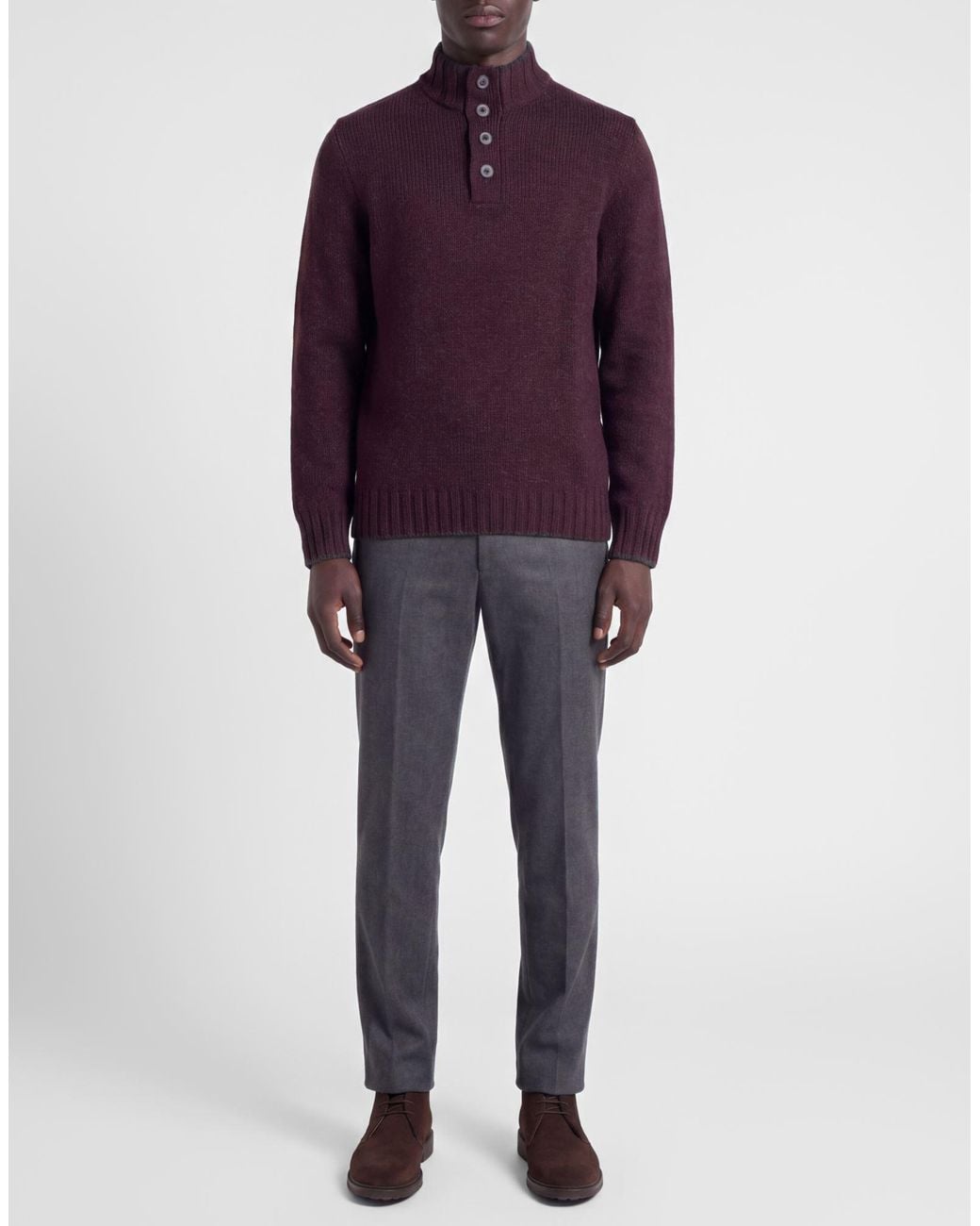 Gran Sasso Red Burgundy Sweater Virgin Wool for men