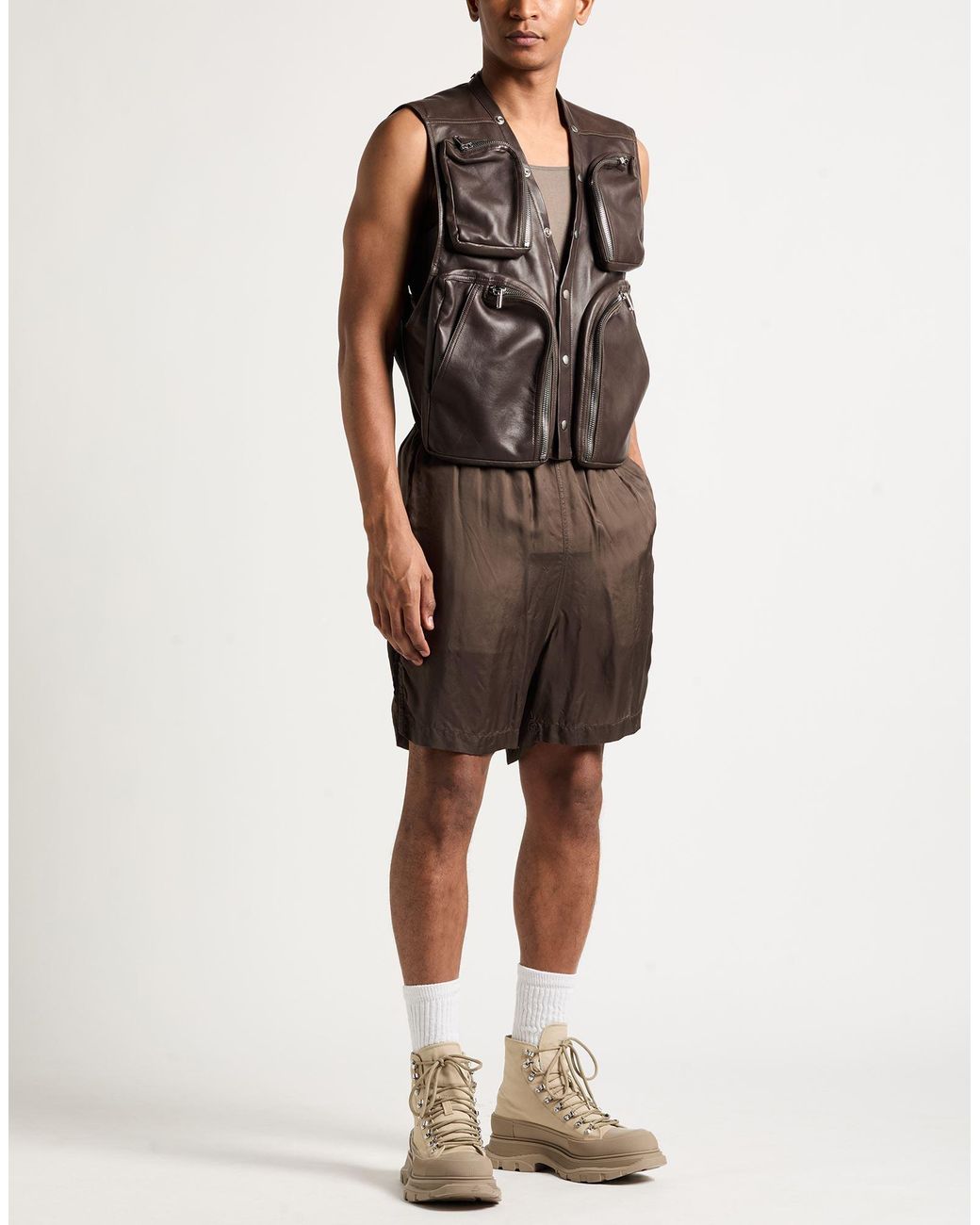 Rick Owens Brown Vest Lambskin for men