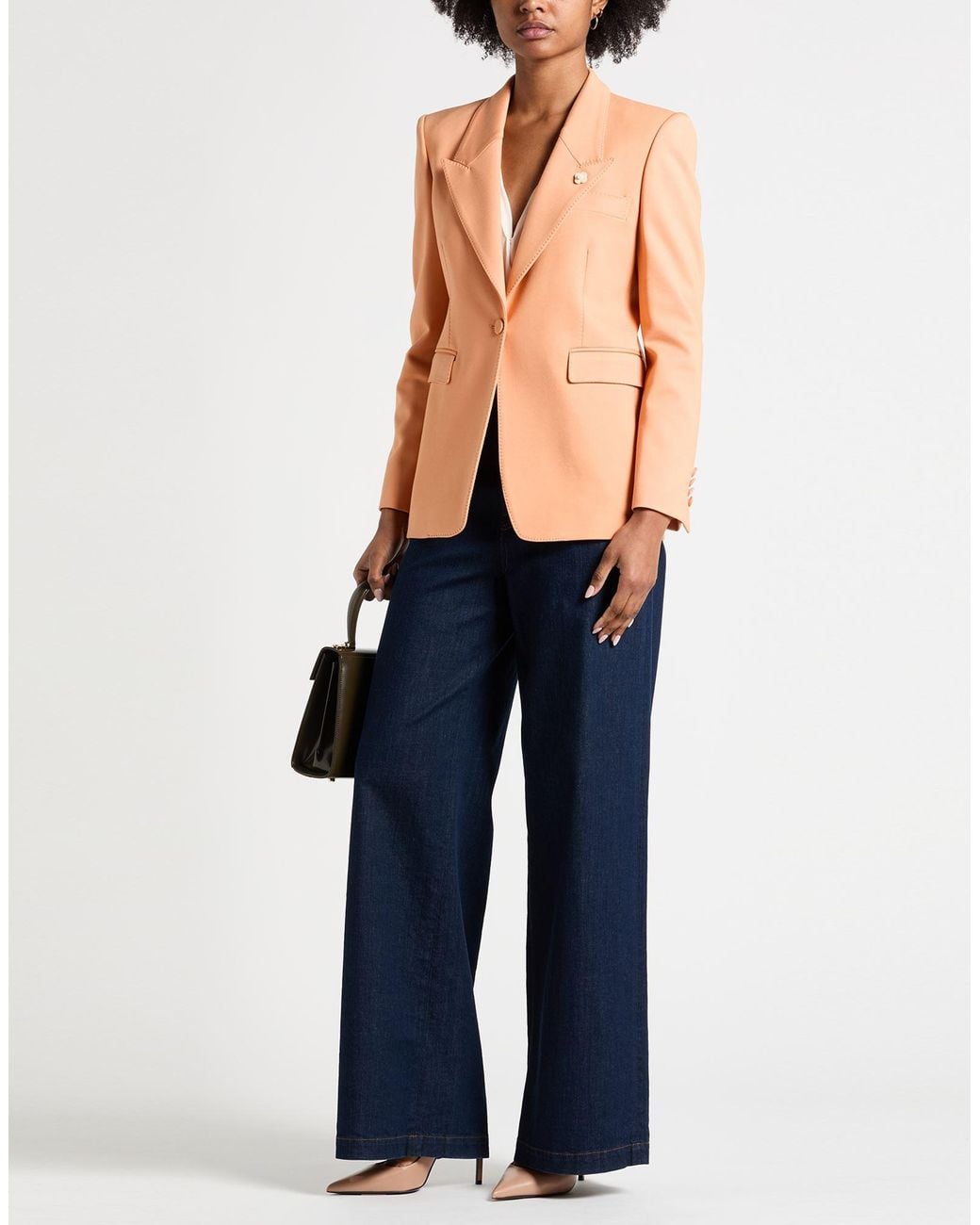 Lardini Orange Apricot Blazer Viscose, Polyamide, Elastane