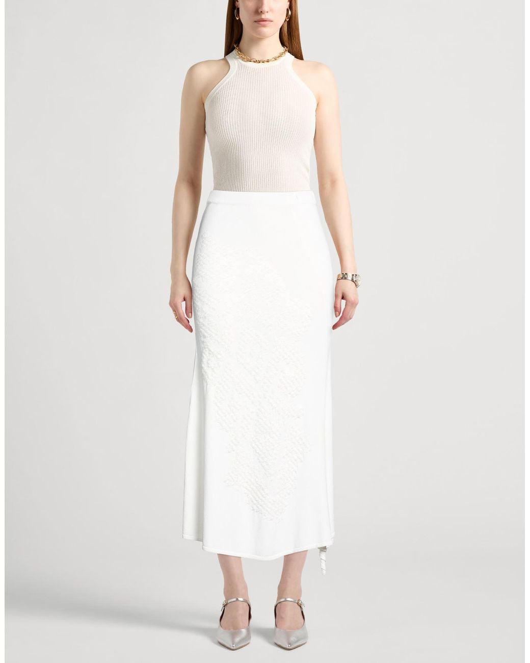 Liviana Conti White Midi Skirt