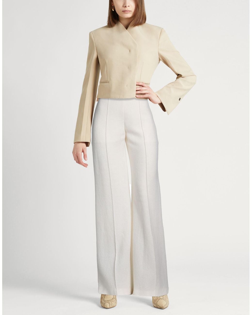 Chloé White Cream Pants Virgin Wool, Cashmere