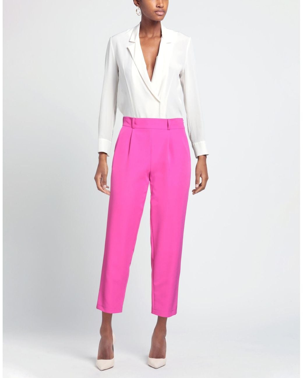ACTUALEE Pink Fuchsia Pants Polyester, Elastane