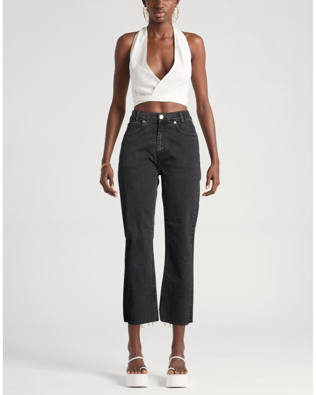 Sandro Gray Jeans Cotton, Polyester, Elastane