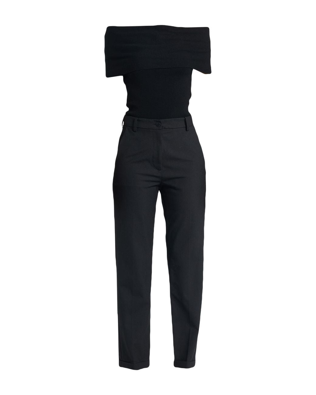 Semicouture Black Jumpsuit Polyester, Virgin Wool, Elastane