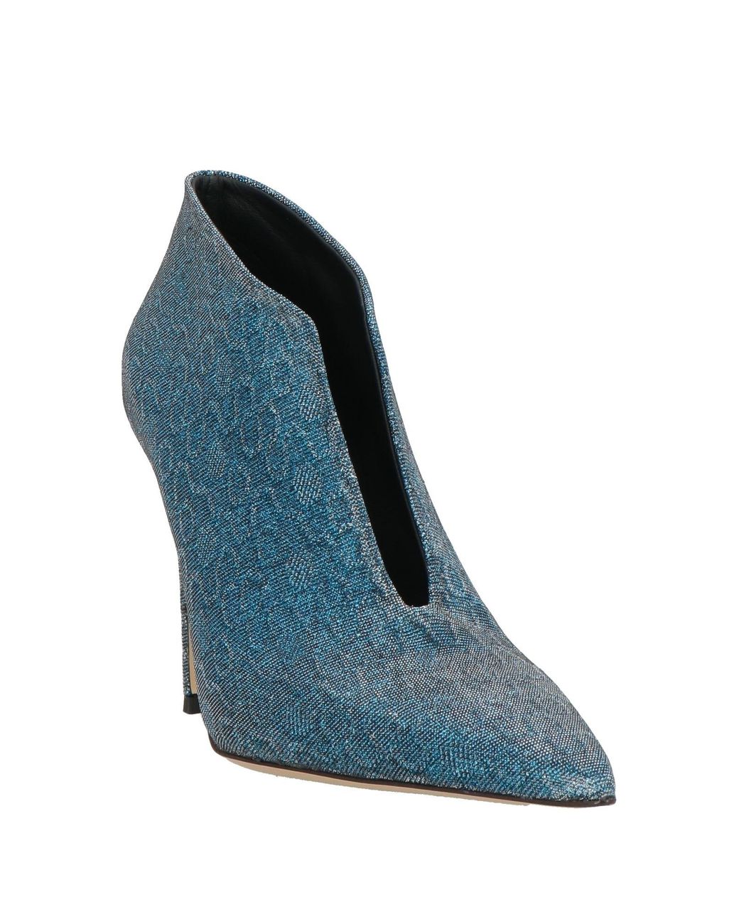 Luciano Padovan Blue Azure Ankle Boots Textile Fibers