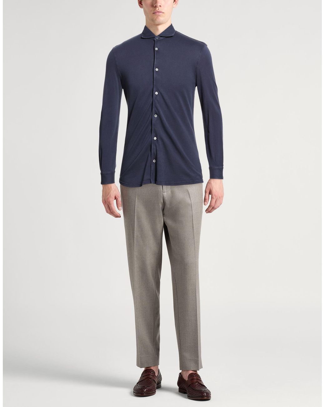 Fedeli Blue Shirt Cotton for men