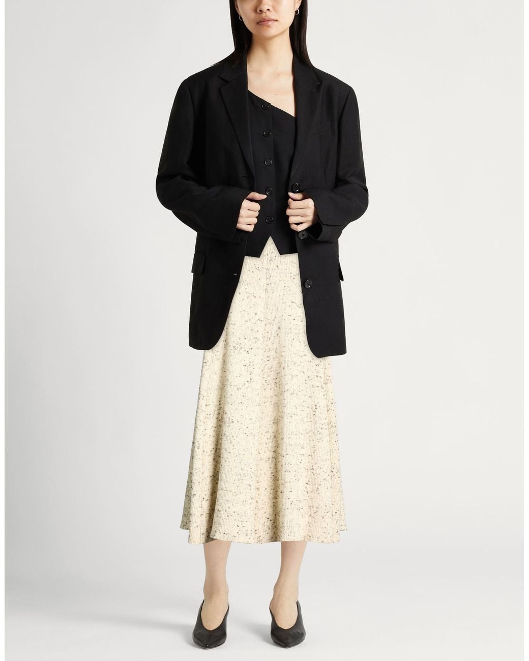 Jil Sander Natural Midi Skirt Wool
