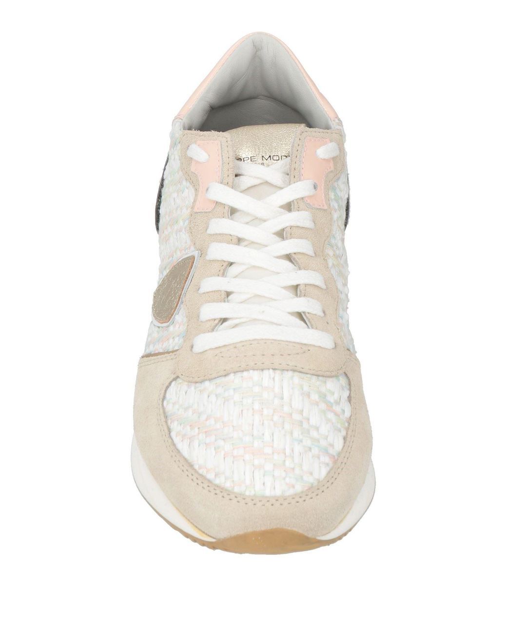 Philippe Model White Sneakers Leather, Natural Raffia